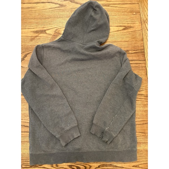 Vintage Y2K Nike Men's XL Grey Swoosh Thrashed Distressed Hoodie Sweatshirt - Picture 2 of 9